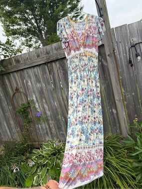Floral Boho Maxi Dress in Multi-Color